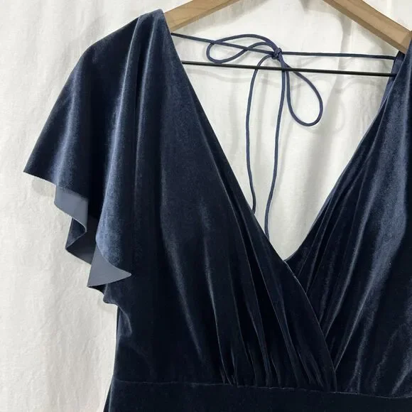 jenny yoo ellis velvet open back dress Jenny Yoo Ellis Velvet Open Back Dress In Blue